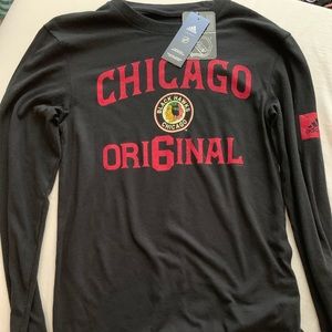 A long sleeve Black Hawks t-shirt